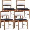 Giantex Wooden Dining Chairs Set of 2, Upholstered Kitchen Chair w/Rubber Wood Frame & Faux Leather Padded Seat, Faux Sherpa Backrest, Mid-Century Armless Chairs, Modern Side Chairs for Home(2)