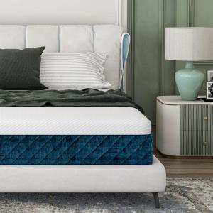 Giantex 10 Inch Queen Size Gel Memory Foam Mattress w/Jacquard Cover, Roll-Up Mattress in a Box, Fatigue Relief & Motion Isolation, CertiPUR-US Certified