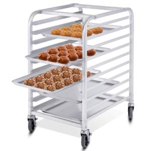 Giantex 10 Tier Aluminum Bakery Rack, Commercial Kitchen Bun Pan Sheet Pan Rack, Mobile Bakers Trolley with Storage Cooling Racks and Lockable Casters((10 Tier): 26″ L x 20.3″ W x 38.2″H)
