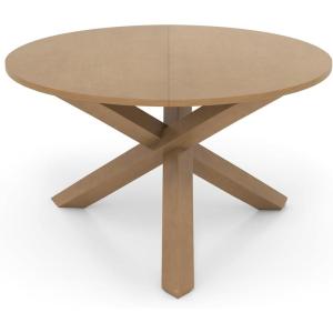 Giantex 36″ Round Wood Dining Table, Farmhouse Kitchen Table with Intersecting Pedestal Base & Solid Rubber Wood Legs, Vintage Coffee Tables for Dinette, Small Spaces, Restaurant, Brown(Natural)