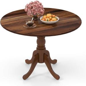 Giantex 39-Inches Round Rubber Wood Dining Table for 4 with Legs, 220 Lbs Capacity, Kitchen Table for Dining Room, Living Room, Restaurant, Dinner, Dinette (Walnut)(Walnut)