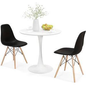 Giantex 3-Piece Dining Table Set for 2 – Kitchen Table Chairs Set with 32” Round Table, Dining Chairs, Dinette Table Set for Small Spaces, Breakfast Nook Table Set, Dining Room Table Set (Black+White)(Black+white)