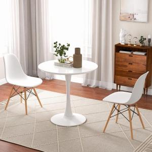 Giantex 3-Piece Dining Table Set for 2 – Kitchen Table Chairs Set with 32” Round Table, Dining Chairs, Dinette Table Set for Small Spaces, Breakfast Nook Table Set, Dining Room Table Set (Black+White)(White)