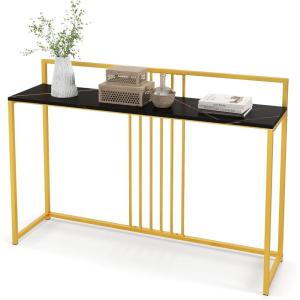 Giantex 47″ Entryway Console Table, Narrow Hallway Table w/Black Faux Marble Tabletop & Sturdy Gold Frame, Anti-Tipping Kits, Modern Foyer Table, Behind Couch Sofa Table for Living Room, Entry Table