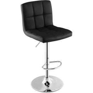 Giantex Bar Stools Set of 1, Modern PU Leather Height Adjustable Barstools with Back, Footrest, Metal Base, Armless Counter Height Swivel Stools for Kitchen Island, Home Bar, Cafe, Pub, Black(Black)