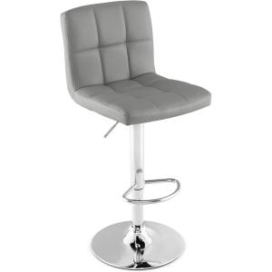 Giantex Bar Stools Set of 1, Modern PU Leather Height Adjustable Barstools with Back, Footrest, Metal Base, Armless Counter Height Swivel Stools for Kitchen Island, Home Bar, Cafe, Pub, Black(Grey)