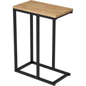 Giantex C Shaped End Table, Small Side Table for Sofa, Couch Table That Slide Under with Metal Frame, Industrial TV Tray Tables for Small Spaces, Living Room Bedroom, Rustic Brown(Natural)