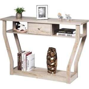 Giantex Console Table Easy Assembly Entryway Table W/Storage Drawer and Bottom Shelf, Mufti-Functional Home Furniture for Hallway, Living Room, Bedroom, Office 47 Inch Accent Hall Table (Gray Wash)(Gray Wash)
