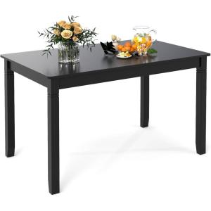Giantex Dining Table for 4 People, 48″x 29″ Kitchen Table with Wood Legs, Load 330 Lbs, Rectangular Dinner Table for Small Space, Dinette, Apartment, Living Room, Dining Room (Black)(Black)