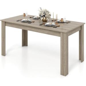 Giantex Dining Table for 6, Rectangular Kitchen Table with 330Lbs Capacity, Stable Structure, 63″ L x 31.5″ W x 30″ H Large Farmhouse Center Tables for Dinner, Dinette, Dining Room, Black(Oak)