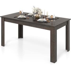 Giantex Dining Table for 6, Rectangular Kitchen Table with 330Lbs Capacity, Stable Structure, 63″ L x 31.5″ W x 30″ H Large Farmhouse Center Tables for Dinner, Dinette, Dining Room, Black(Grey)