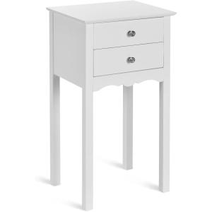 Giantex End Table w/ 2 Drawers Side Table Nightstand Multi-Purpose Accent Table Living Room Bedroom Home Furniture (1, White)(White)