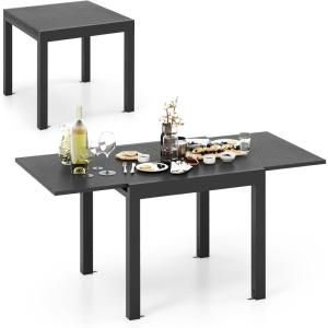 Giantex Expandable Aluminum Dining Table for 4-6 People, 31.5”-63” Extendable Patio Table, Adjustable Rectangular Bistro Table, Outdoor Dining Furniture for Garden, Deck & Poolside