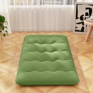 Giantex Japanese Floor Mattress, 4 Inch Futon Mattress w/Washable Cover & Storage Bag, Foldable Roll up Mattress Tatami Mat, Portable Sleeping Pad for Camping, Dormitory, Queen(Green)