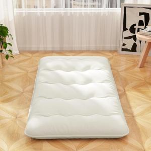 Giantex Japanese Floor Mattress, 4 Inch Futon Mattress w/Washable Cover & Storage Bag, Foldable Roll up Mattress Tatami Mat, Portable Sleeping Pad for Camping, Dormitory, Queen(Beige)