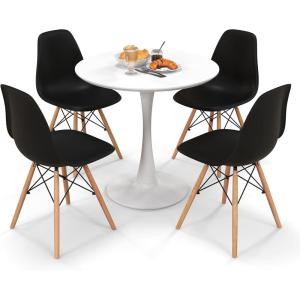 Giantex Kitchen Table Chairs Set of 4 – Dinette Table Set with 32” Round Table and Dining Chairs, Modern Breakfast Nook Table Set for Small Spaces, Apartments, 5-Piece Dining Table Set (Black)(Black+white)