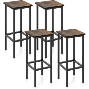 Giantex Metal Bar Stools Set of 4, 26″ Backless Barstools with Metal Legs & Footrest, Breakfast Bar Dining Chairs, Industrial Counter Height Stools for Kitchen Island, Home Bar, Dining Room (Grey)(Rustic Brown)