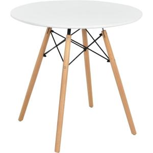 Giantex White Dining Table, 31.5″ D x 32″ H Round Dining Room Table with Solid Beech Wood Legs, Modern Kitchen Table with TSCA Certification for Small Places, White & Natural
