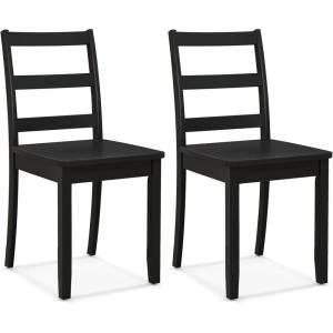 Giantex Wood Dining Chairs Set of 2 White – Wooden Armless Kitchen Chairs with Solid Rubber Wood Legs, Non-Slip Foot Pads, Max Load 400 Lbs, Farmhouse Style High Ladder Back Dining Room Chairs(Black)