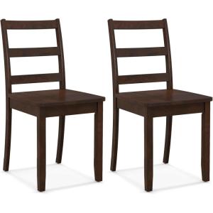 Giantex Wood Dining Chairs Set of 2 White – Wooden Armless Kitchen Chairs with Solid Rubber Wood Legs, Non-Slip Foot Pads, Max Load 400 Lbs, Farmhouse Style High Ladder Back Dining Room Chairs(Walnut)