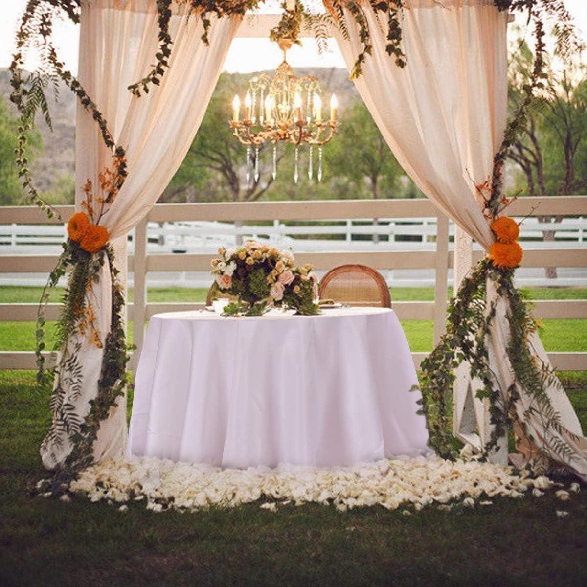 image:imageGiantex 10 Pcs Round White Tablecloth 90Inch Premium Polyester Table Cover Machine Washable Durable Table Cloths for Wedding Reception Restaurant Banquet Party White 90White