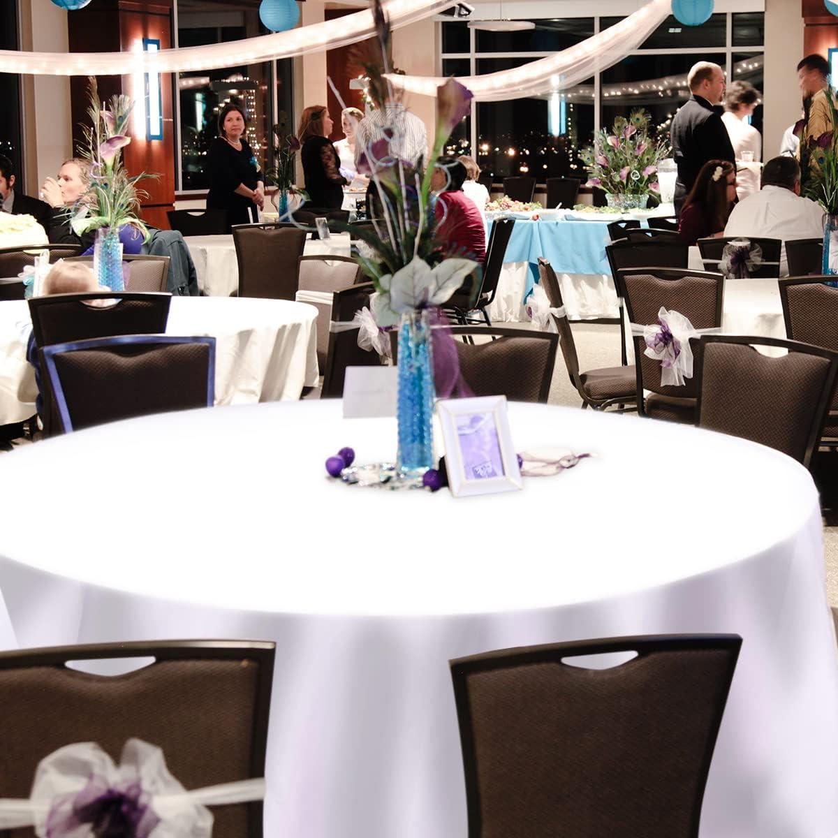 image:imageGiantex 10 Pcs Round White Tablecloth 90Inch Premium Polyester Table Cover Machine Washable Durable Table Cloths for Wedding Reception Restaurant Banquet Party White 90White
