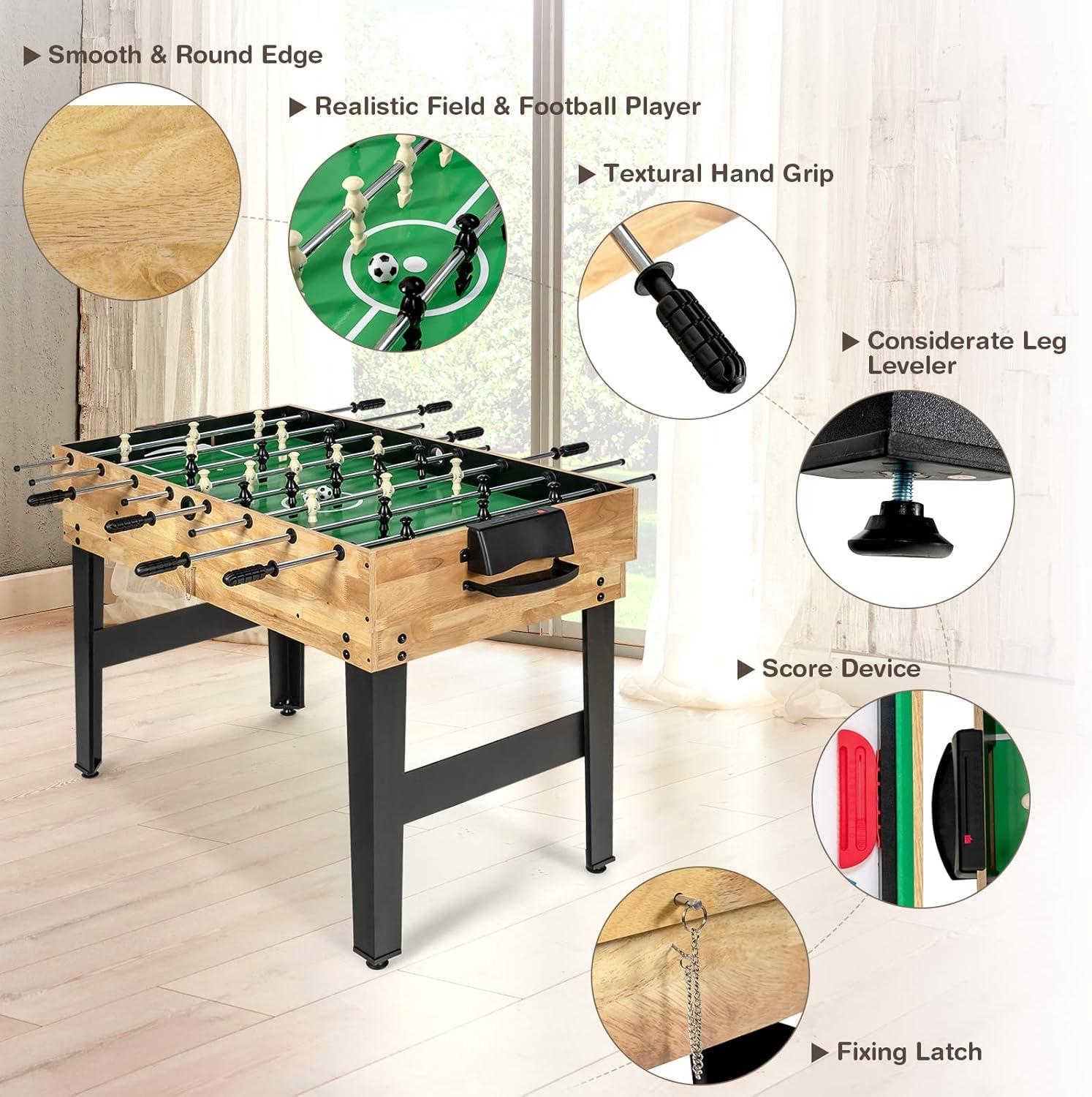 image:imageGiantex 10in1 Multi Game Table Combo Game Table Set wHockey Foosball Pool PingPong Chess Cards Checkers Bowling Shuffleboard Backgammon Adult Size Foosball Table for Game Room Family