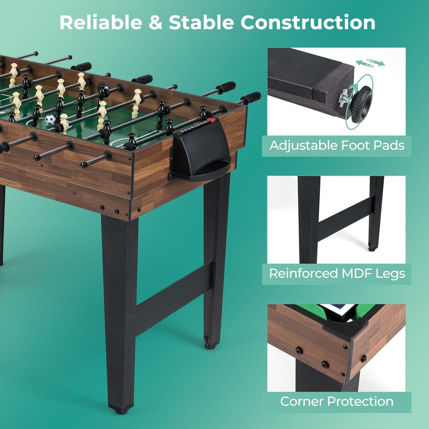 image:imageGiantex 10in1 Multi Game Table Combo Game Table Set wHockey Foosball Pool PingPong Chess Cards Checkers Bowling Shuffleboard Backgammon Adult Size Foosball Table for Game Room Family415L x 24W x 315H