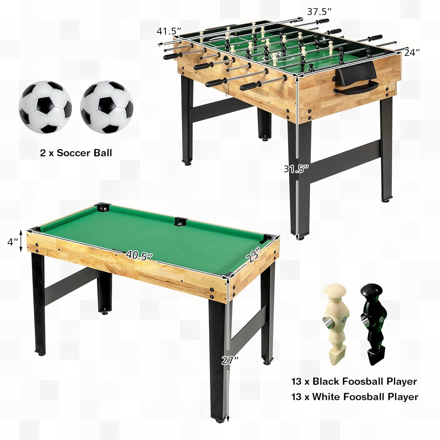 image:imageGiantex 10in1 Multi Game Table Combo Game Table Set wHockey Foosball Pool PingPong Chess Cards Checkers Bowling Shuffleboard Backgammon Adult Size Foosball Table for Game Room Family