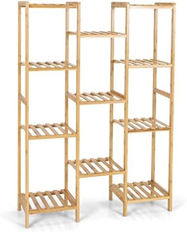 image:imageGiantex 11 Tiers Bamboo Plant Stand for Indoor Plants Multiple Plant Shelf Flower Pots Holder Storage Organizer Rack Outdoor Plant Display Rack for Living Room Patio Balcony Garden 11Tier11Tier