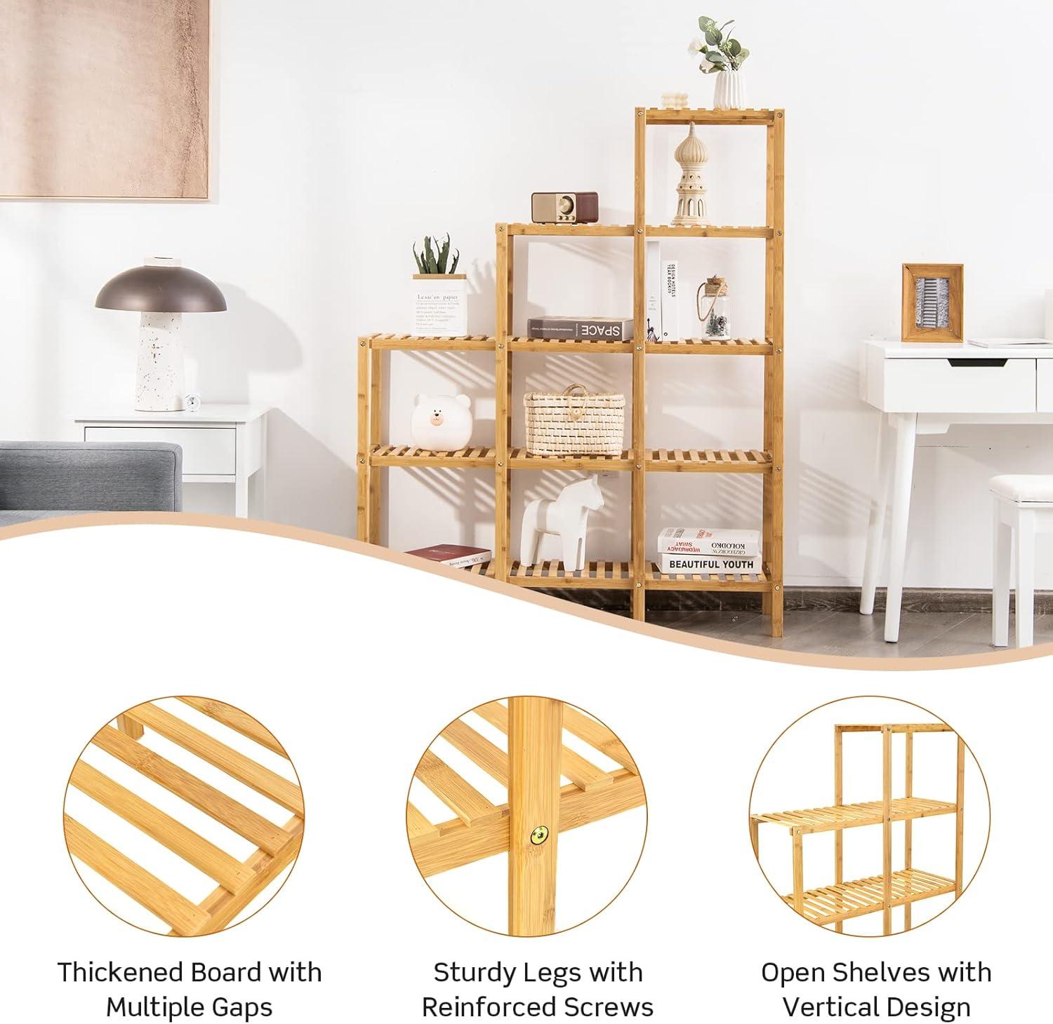 image:imageGiantex 11 Tiers Bamboo Plant Stand for Indoor Plants Multiple Plant Shelf Flower Pots Holder Storage Organizer Rack Outdoor Plant Display Rack for Living Room Patio Balcony Garden 11Tier12Tier