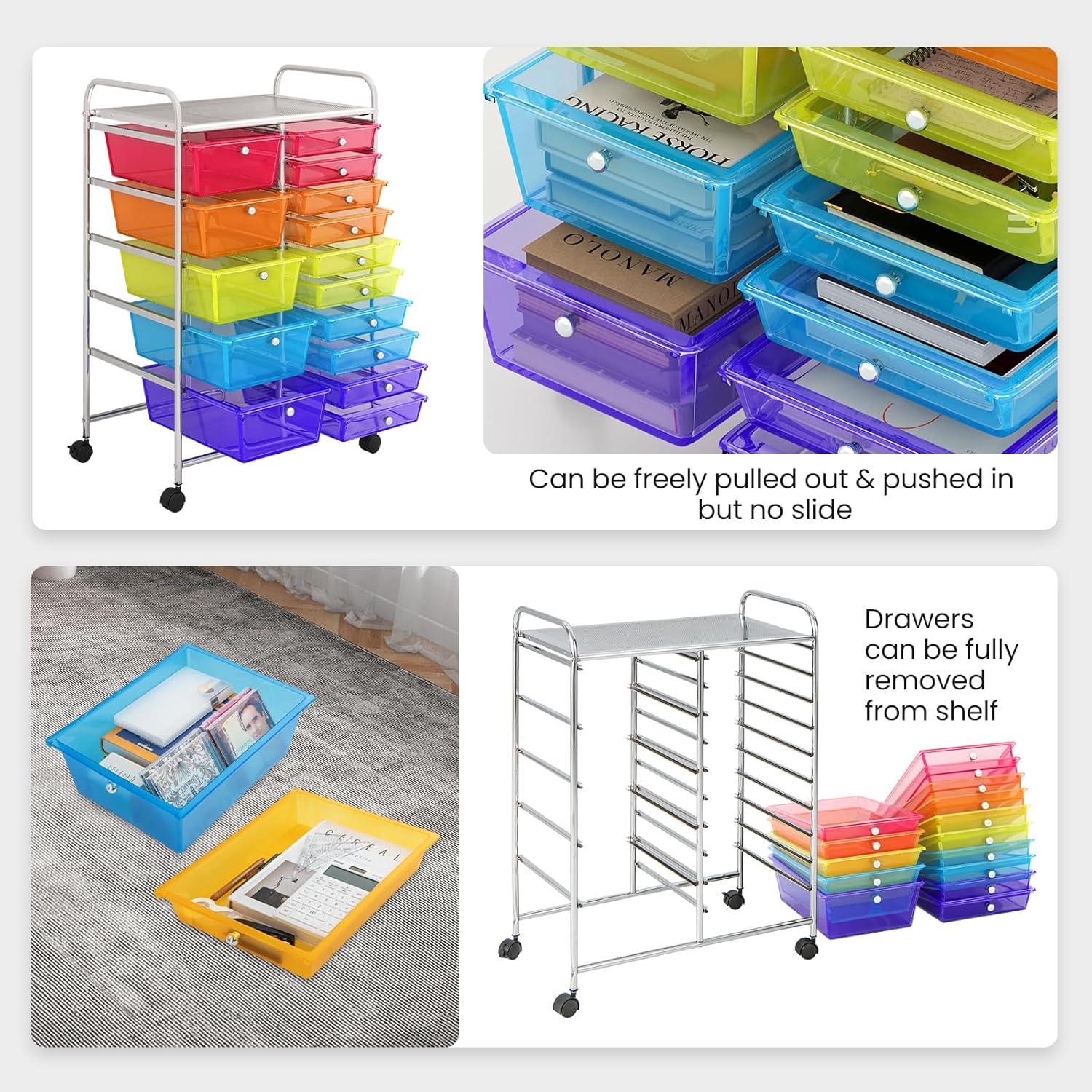 image:imageGiantex 12 Drawer Rolling Cart with Drawers Storage Organizer Cart for Classroom Office School Teacher Mobile Drawer Cart for Tools Crafts Small Printer Macaron MulticolorRedOrangeGreenBluePurple