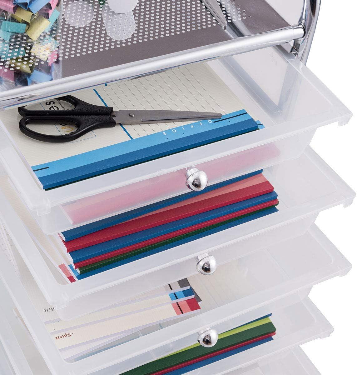image:imageGiantex 12 Drawer Rolling Cart with Drawers Storage Organizer Cart for Classroom Office School Teacher Mobile Drawer Cart for Tools Crafts Small Printer Macaron MulticolorClear