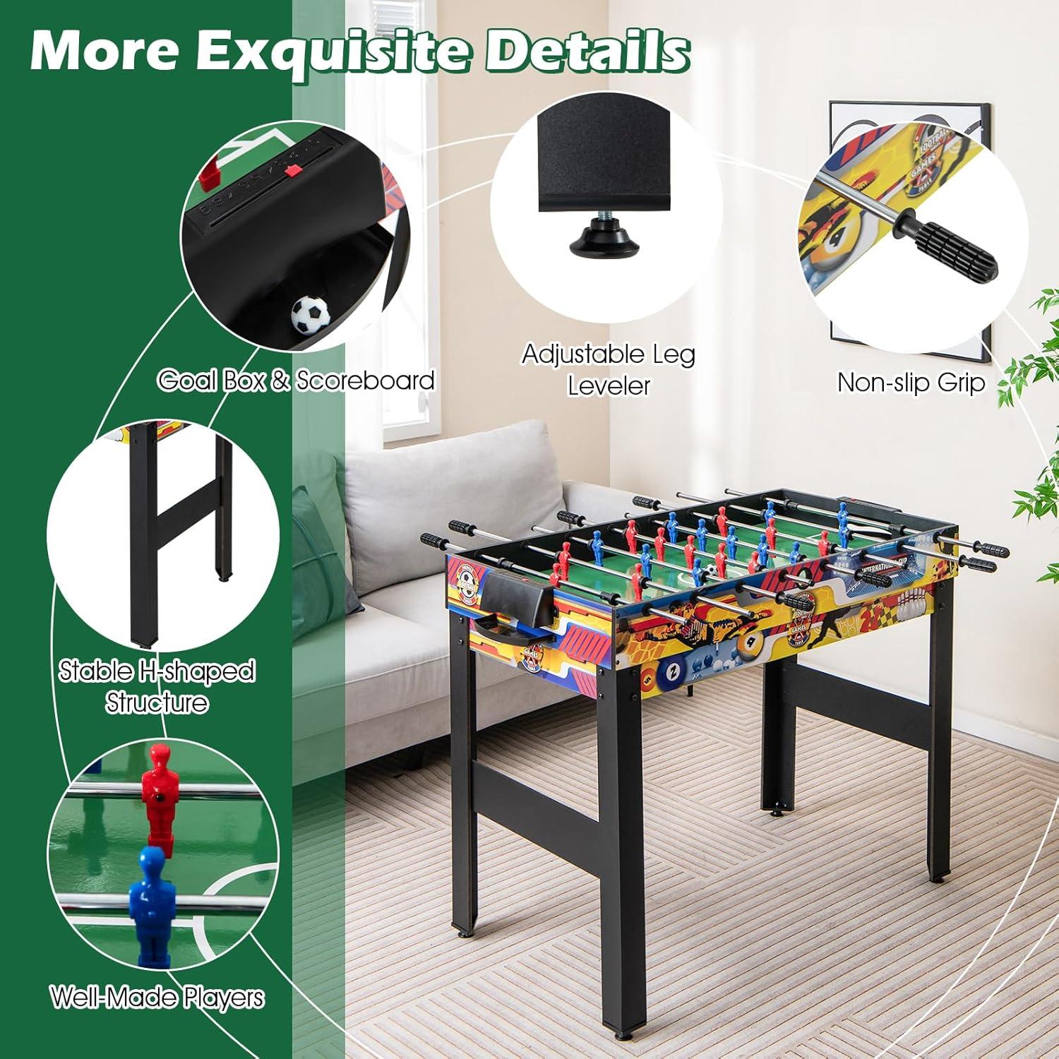 image:imageGiantex 12in1 Multi Game Table 48 Inch Combination Game Tables with Foosball Hockey Ping Pong Pool Chess Bowling Checkers Shuffleboard Combo Game Table Set for Adults