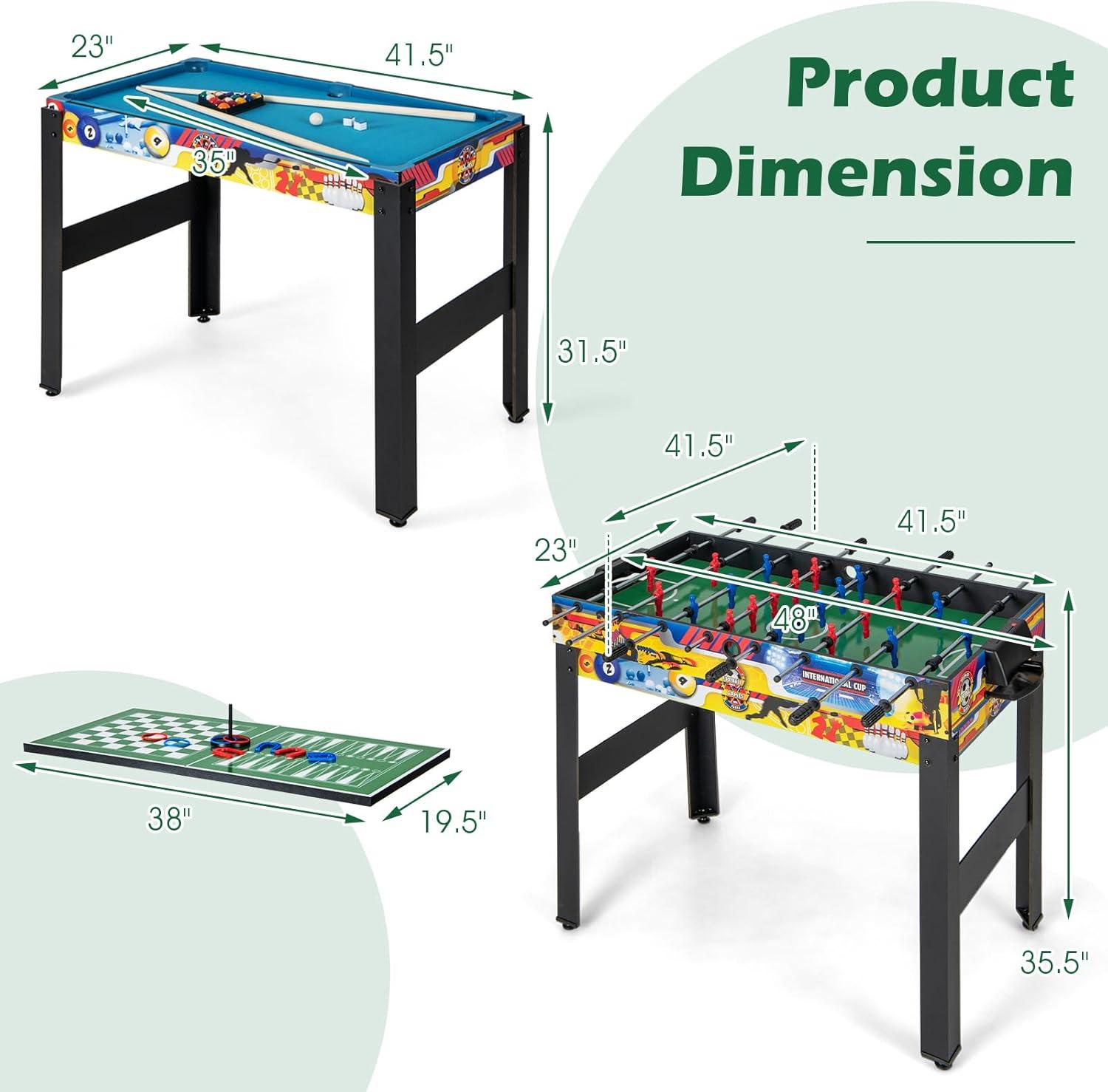 image:imageGiantex 12in1 Multi Game Table 48 Inch Combination Game Tables with Foosball Hockey Ping Pong Pool Chess Bowling Checkers Shuffleboard Combo Game Table Set for Adults