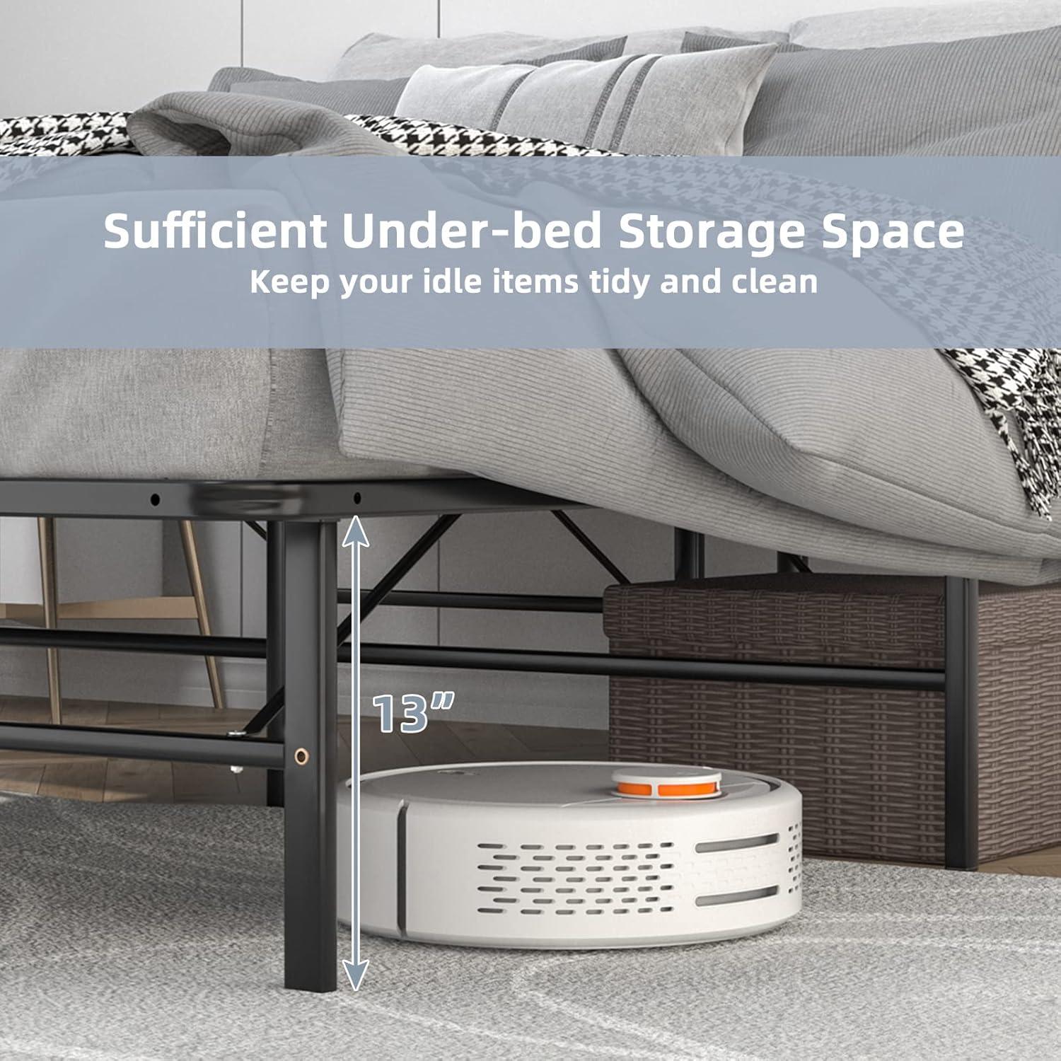 image:imageGiantex 14 Inch Foldable Metal Platform Bed Frame ToolFree Assemble Heavy Duty Folding Bed Frame wSteel Slat amp Underbed Storage Mattress Foundation No Box Spring NeededFull
