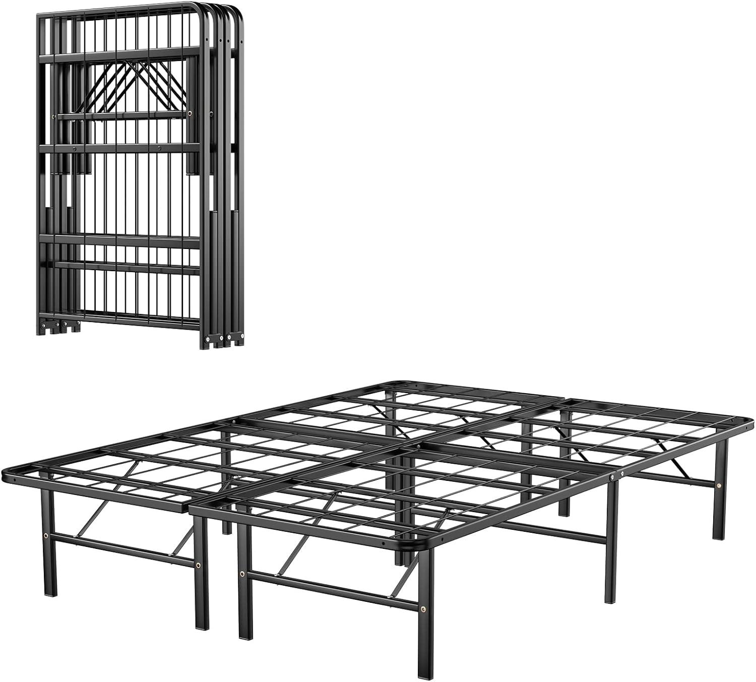 image:imageGiantex 14 Inch Foldable Metal Platform Bed Frame ToolFree Assemble Heavy Duty Folding Bed Frame wSteel Slat amp Underbed Storage Mattress Foundation No Box Spring NeededFull