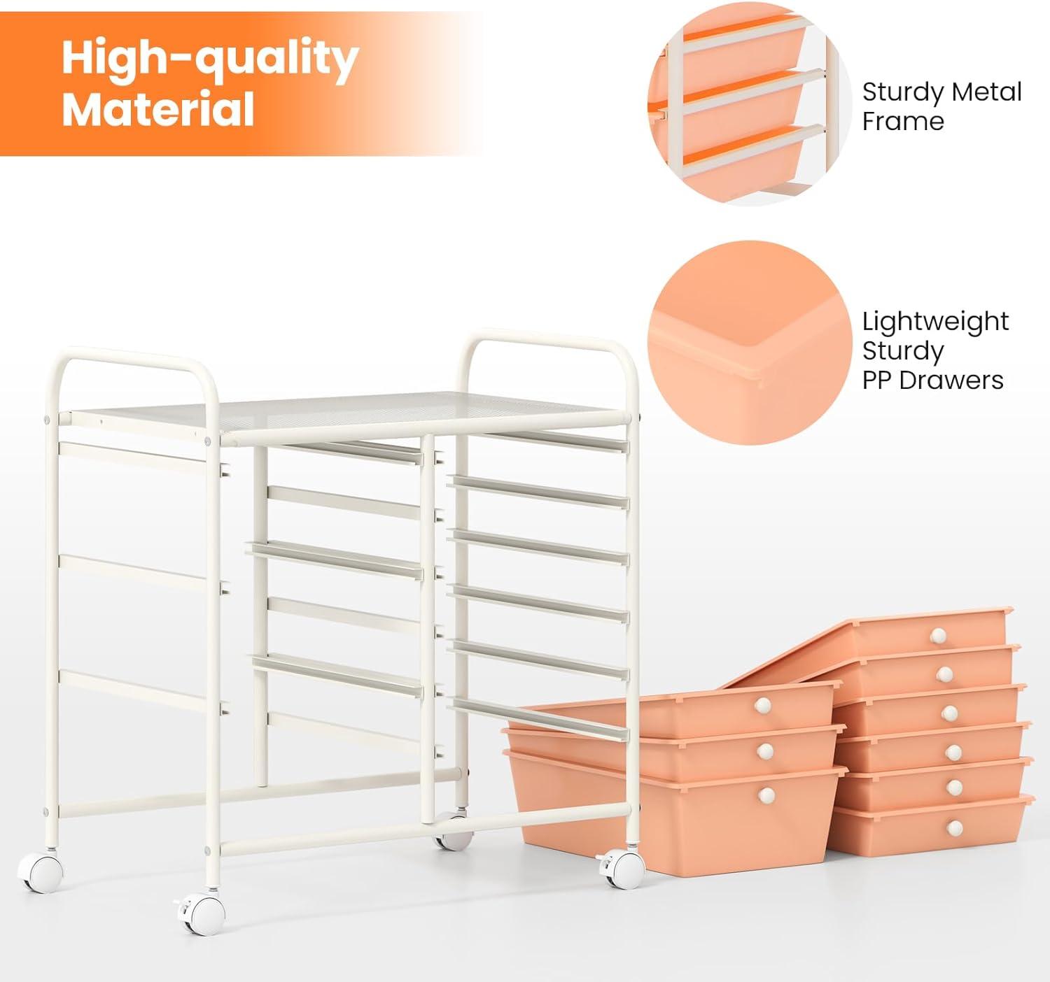 image:imageGiantex 15 Drawer Rolling Storage Cart Tools Scrapbook Paper Office School Organizer ClearPeach Fuzz