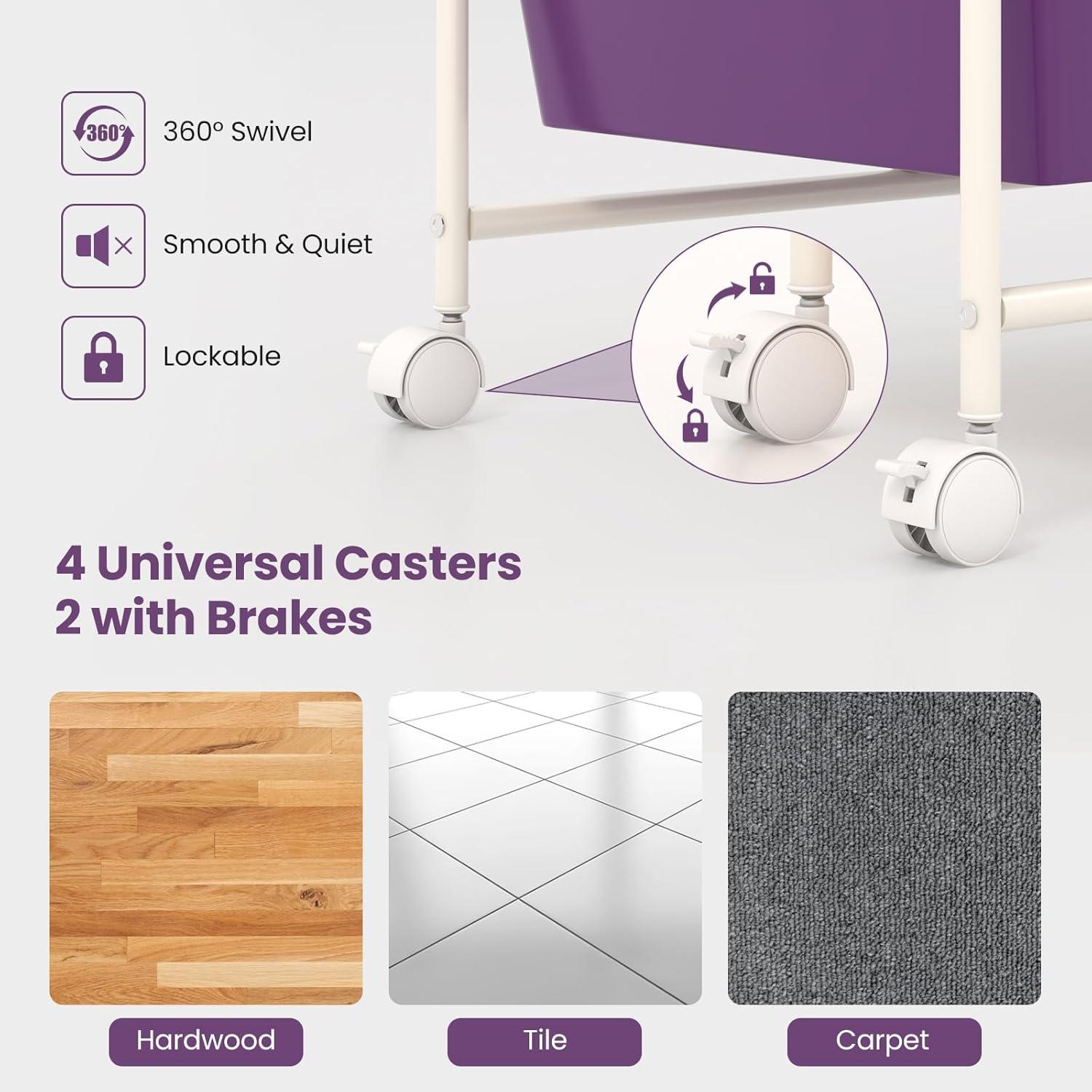 image:imageGiantex 15 Drawer Rolling Storage Cart Tools Scrapbook Paper Office School Organizer ClearPurple Gradient