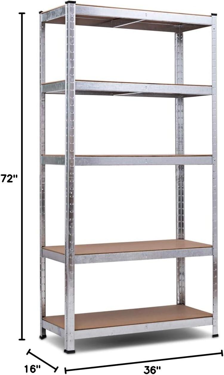image:imageGiantex 2 Pieces Shelving Rack Storage Shelf Steel Garage Utility Rack 5Shelf Adjustable Shelves Heavy Duty Display Stand for Books Kitchenware Tools BoltFree Assembly 36x 16x 72 SilverSilver