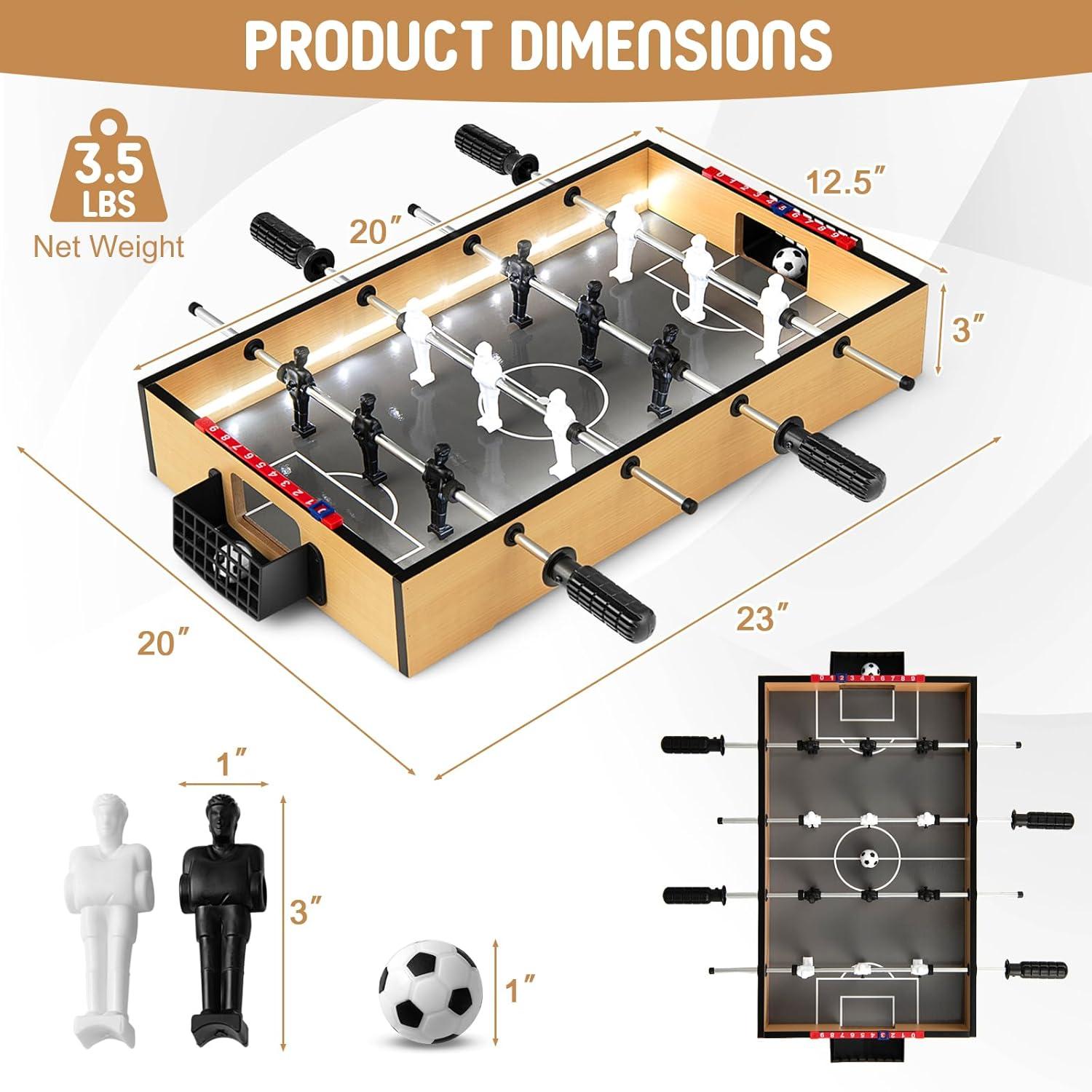 image:imageGiantex 20 Inch Foosball Table Tabletop Football Table wLED Lights Realistic Players amp 2 Balls Wooden Soccer Game Table for Kids Adults Mini Foosball Table for Party Game Room Family Night