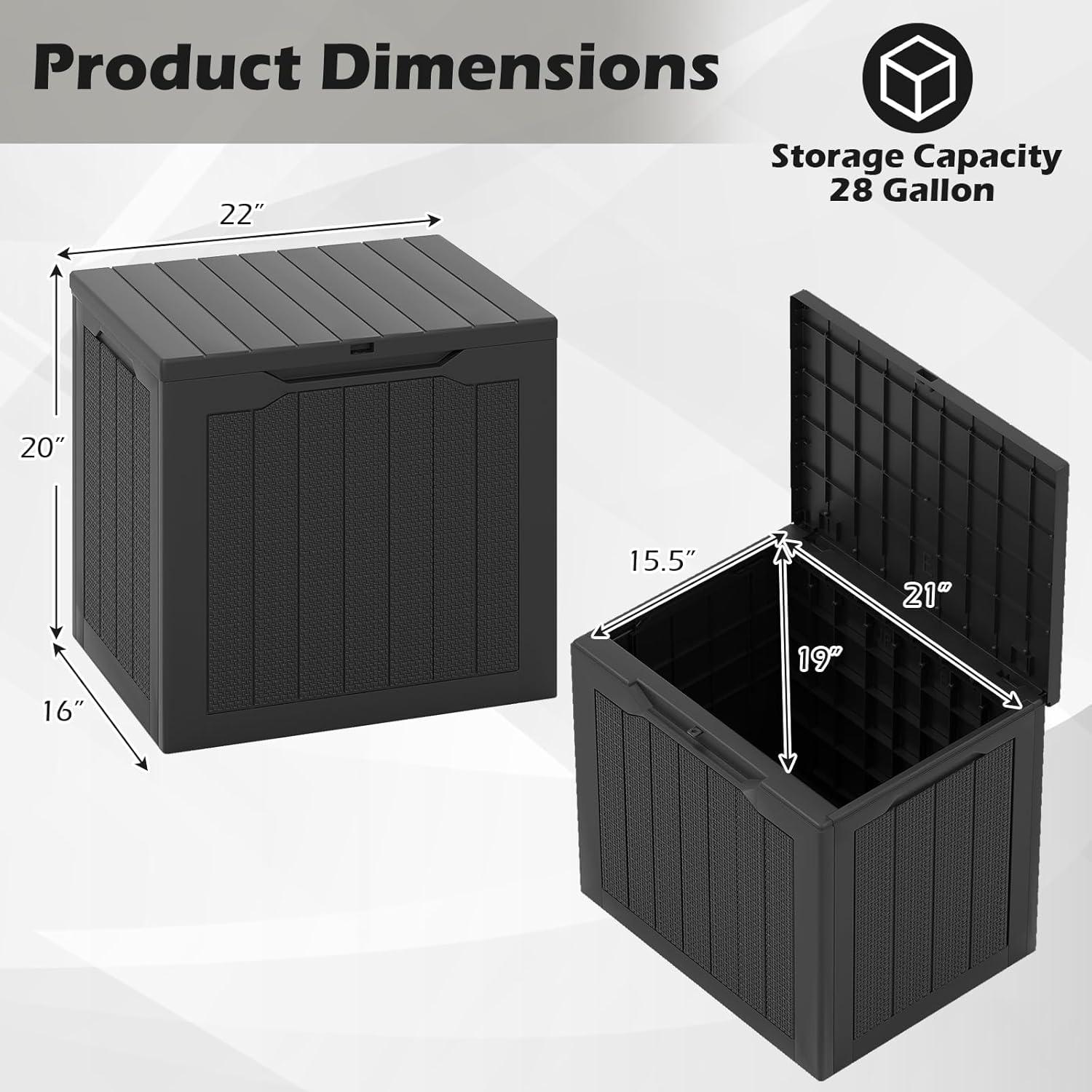 image:imageGiantex 25 Gallon Outdoor Storage Box Patio Deck Box with Lockable Lid Wickerwoven Texture Waterproof Storage Bench for Pool Accessories Garden Tools Package Delivery Patio Furniture BlackBlack