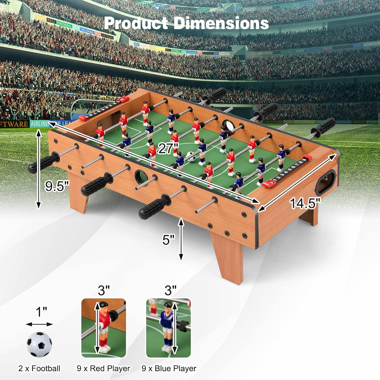 image:imageGiantex 27 Foosball Table Easily Assemble Wooden Soccer Game Table Top wFootballs Indoor Table Soccer Set for Arcades Game Room Bars Parties Family Night