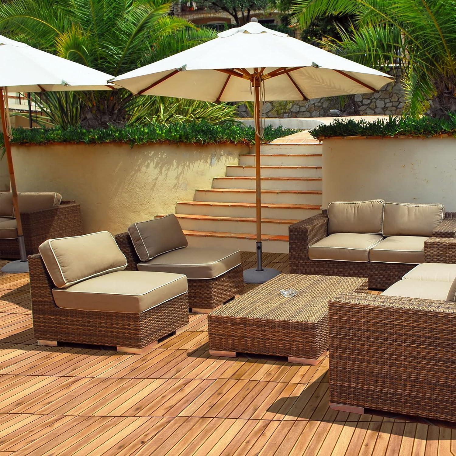 image:imageGiantex 27 PCS Interlocking Patio Deck Tiles 12 x 12in Acacia Hardwood Floor Tiles Tools Free Assembly 27 sq Ft Wood Composite Deck Flooring Pavers for Outdoor amp Indoor Checker Pattern27 PCS