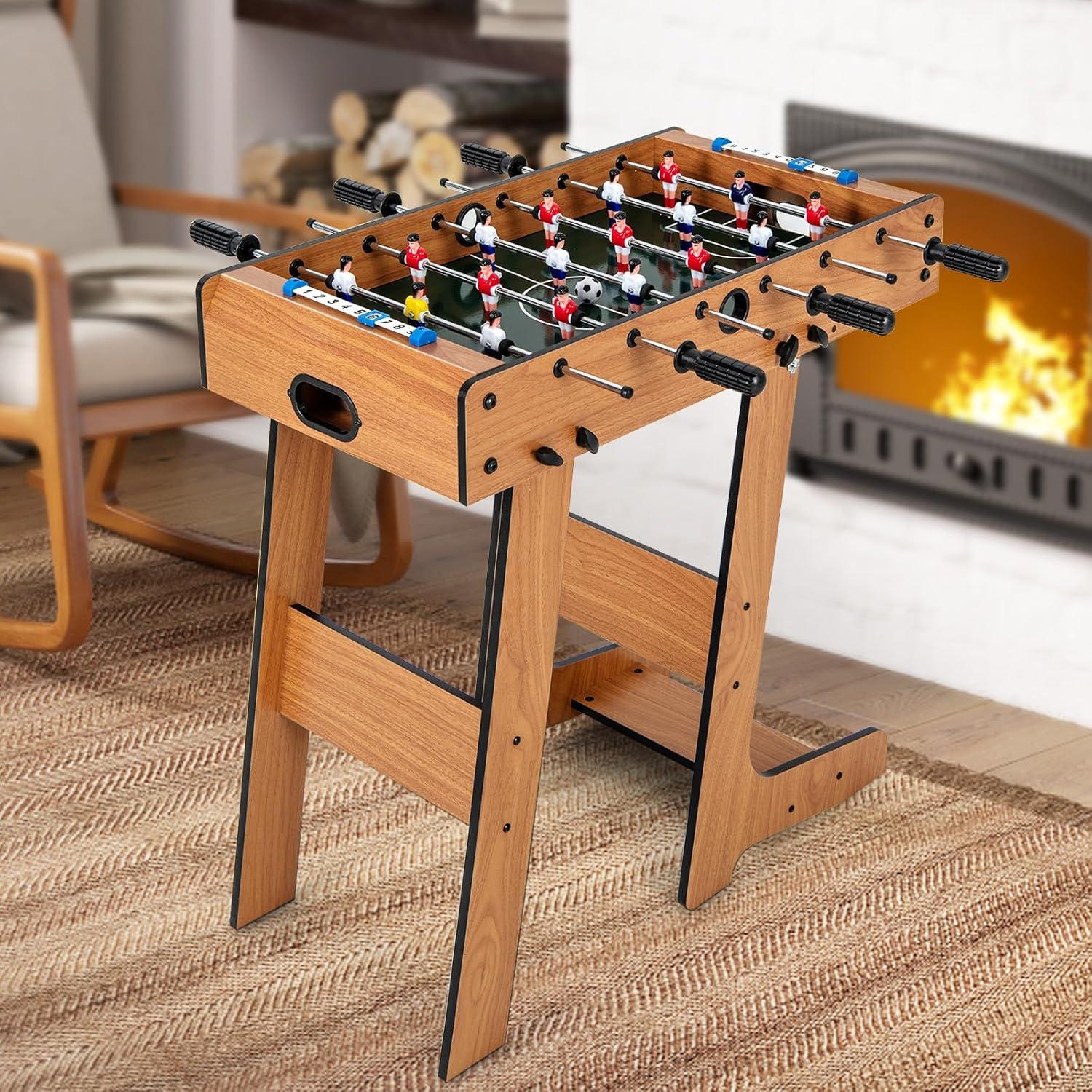 image:imageGiantex 27in Folding Foosball Table with 2 Mini Footballs Score Keepers ASTM Certified for Indoor Recreation Great for Family Game Nights and Parties