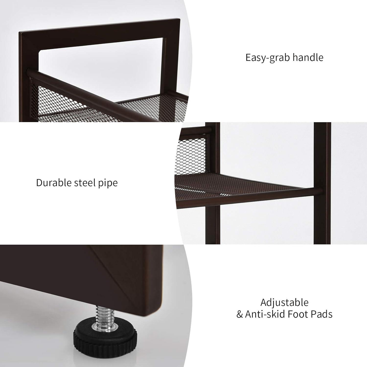 image:imageGiantex 3Tier Metal Shoe Rack Shoe Storage Organizer with Adjustable Angled or Flat Mesh Shelf for 9 to 12 Pairs of Shoes Freestanding Shoe Shelf for Bedroom Entryway Closet Hallway4Tier