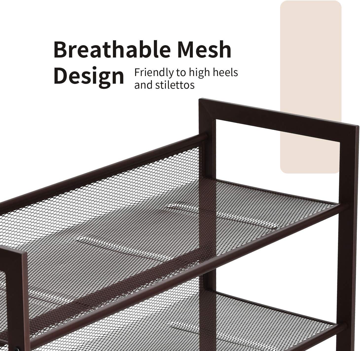 image:imageGiantex 3Tier Metal Shoe Rack Shoe Storage Organizer with Adjustable Angled or Flat Mesh Shelf for 9 to 12 Pairs of Shoes Freestanding Shoe Shelf for Bedroom Entryway Closet Hallway3Tier