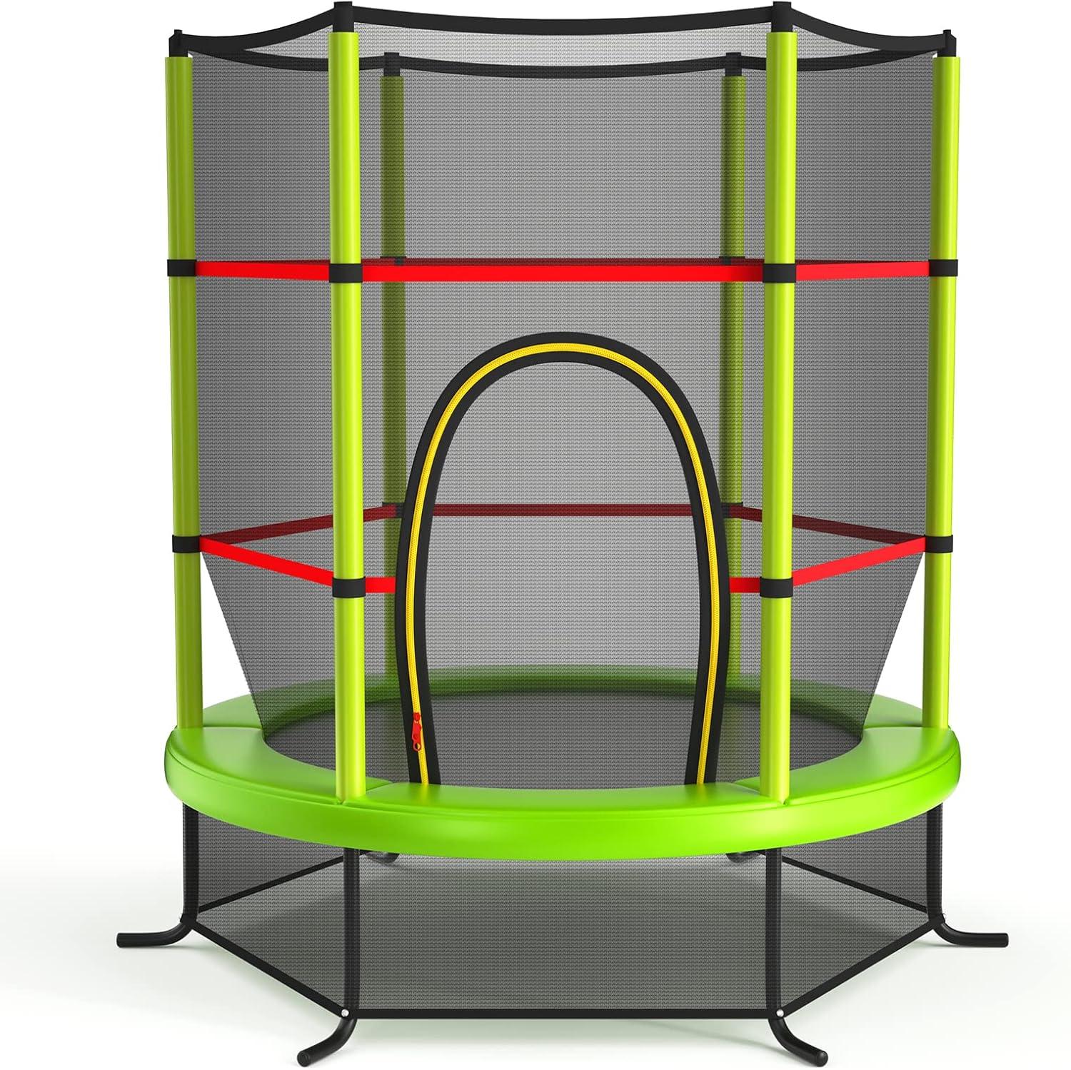 image:imageGiantex 55 Mini Kids Trampoline With Safety Enclosure Net ASTM Approved NoGap Safe Design Easy to Assemble 46 Ft Outdoor Indoor Small ToddlerGreen