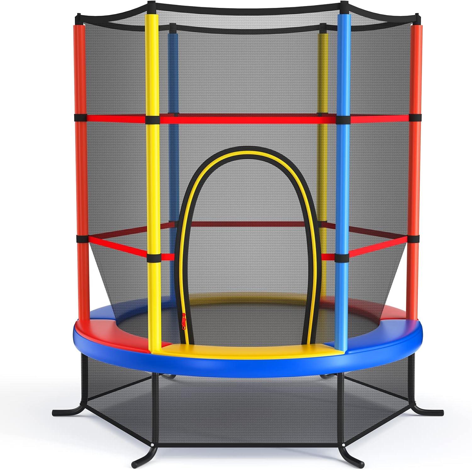image:imageGiantex 55 Mini Kids Trampoline With Safety Enclosure Net ASTM Approved NoGap Safe Design Easy to Assemble 46 Ft Outdoor Indoor Small ToddlerMulticolor
