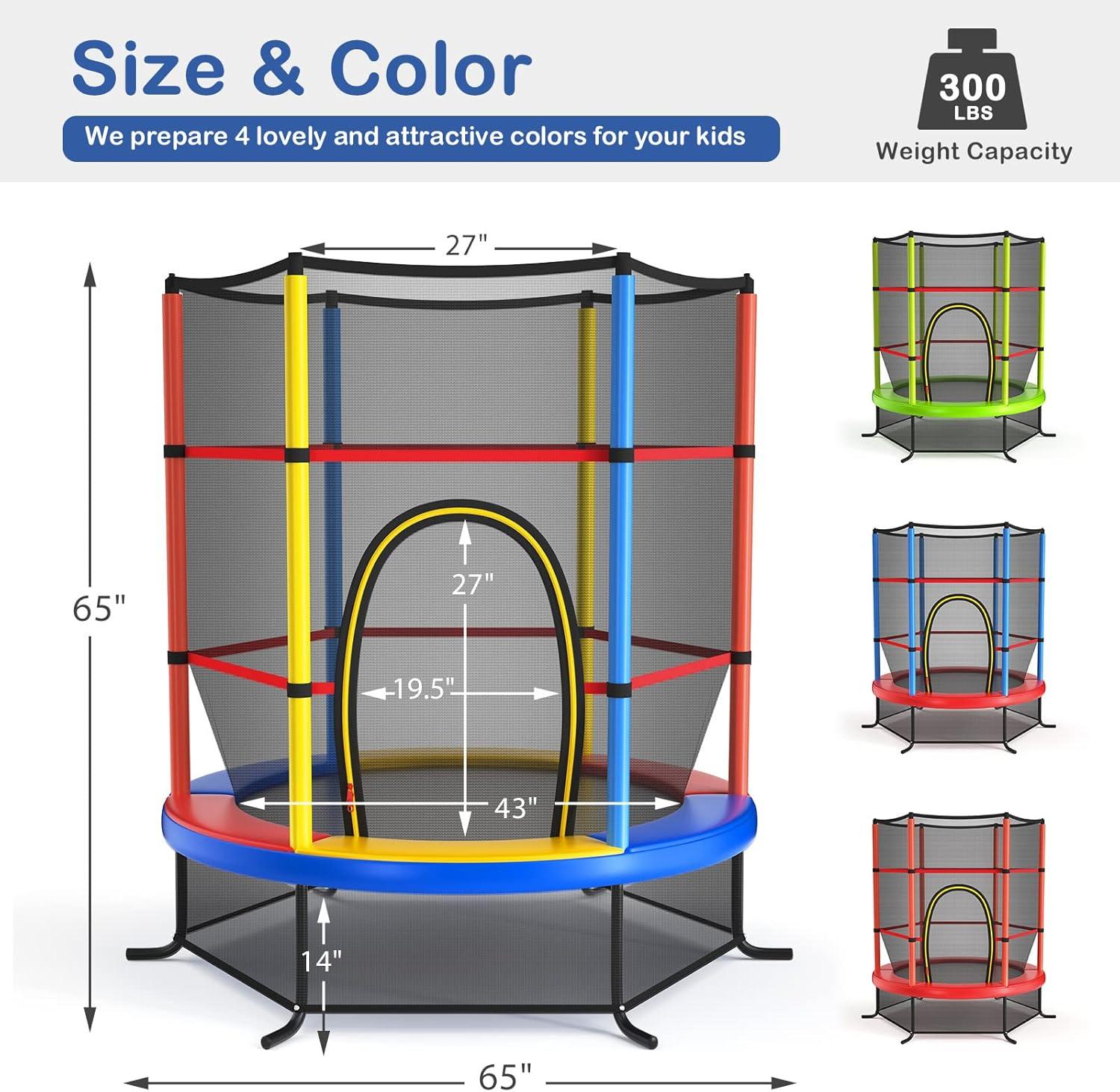 image:imageGiantex 55 Mini Kids Trampoline With Safety Enclosure Net ASTM Approved NoGap Safe Design Easy to Assemble 46 Ft Outdoor Indoor Small ToddlerMulticolor